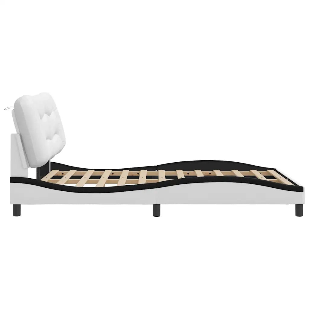 Giroletto senza Materasso-Struttura Letto Hvar Bianco e Nero 140x190 cm in Similpelle