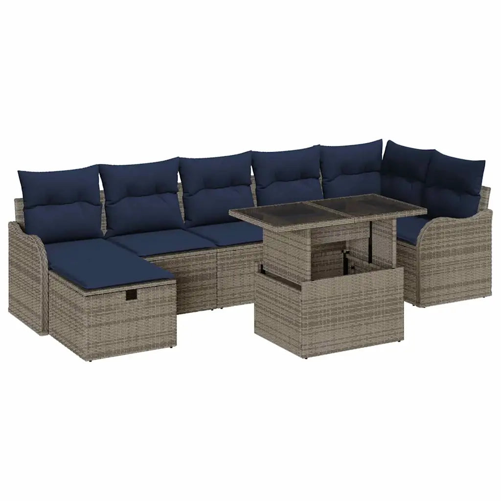 Set Divano da Giardino 8 pz Grigio polyrattan 3359732