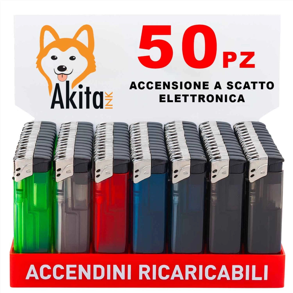 Akitaink 50 Accendini Elettronici Ricaricabili Box
