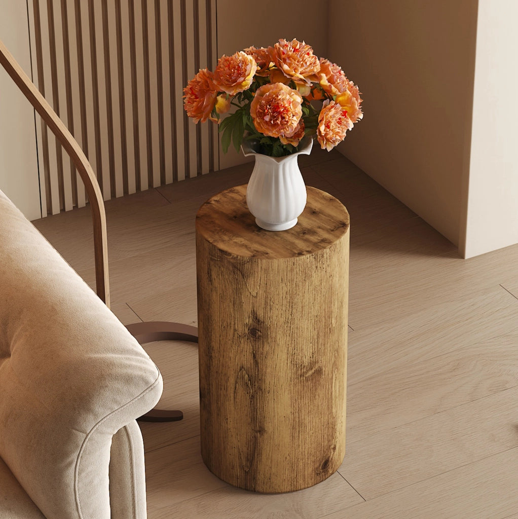 Tavolino rotondo in MDF effetto legno Ø 30 cm, altezza 55 cm, portata 90 kg