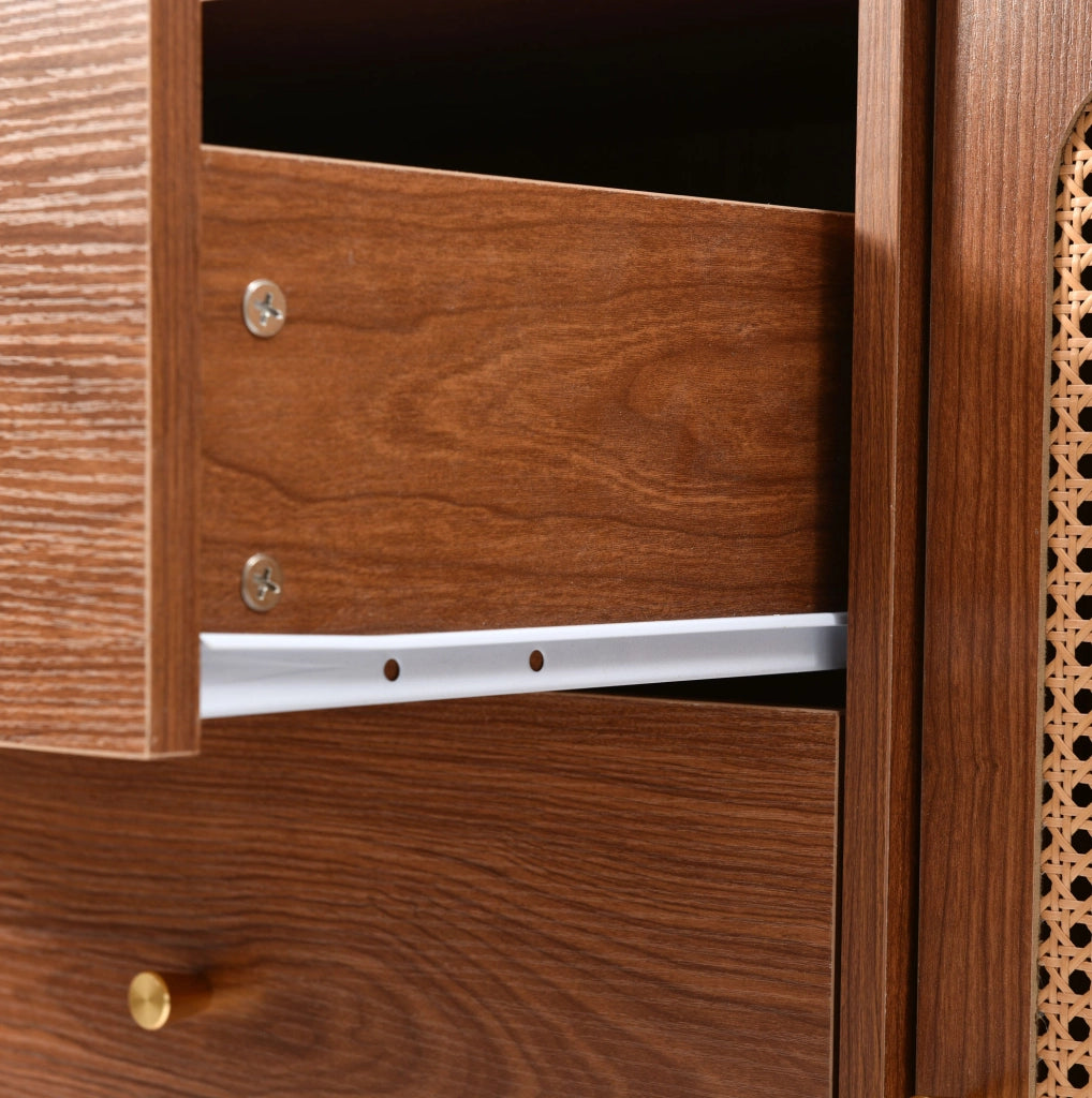 Credenza 150x40x90 cm con 2 ante; 3 cassetti e ripiano regolabile color noce HOMVRA