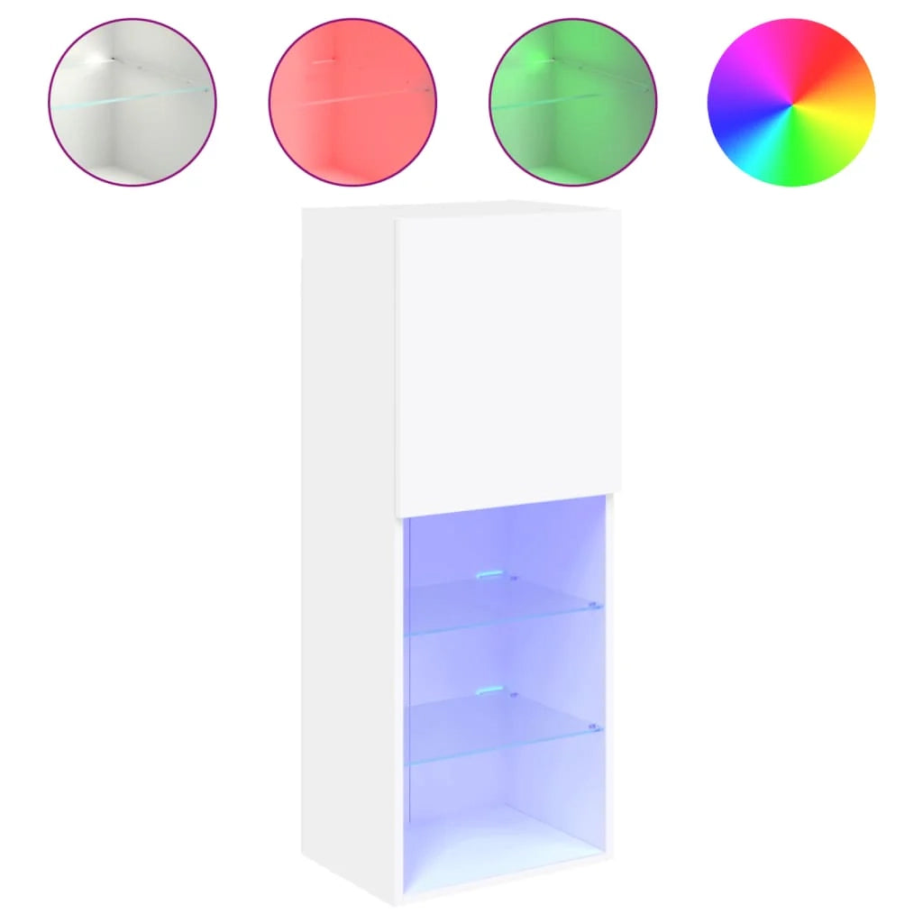 Mobile porta TV multimediale mensola porta TV credenza mobile porta TV per sala da pranzo soggiorno camera da letto con luci LED 40,5 x 30 x 102 cm bianco 02_0026596