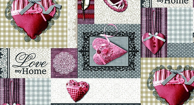TOVAGLIATO IN PVC FANTASTIK CUORI 1056-3  Rotolo cm.140 (H) x 20 mt (L)