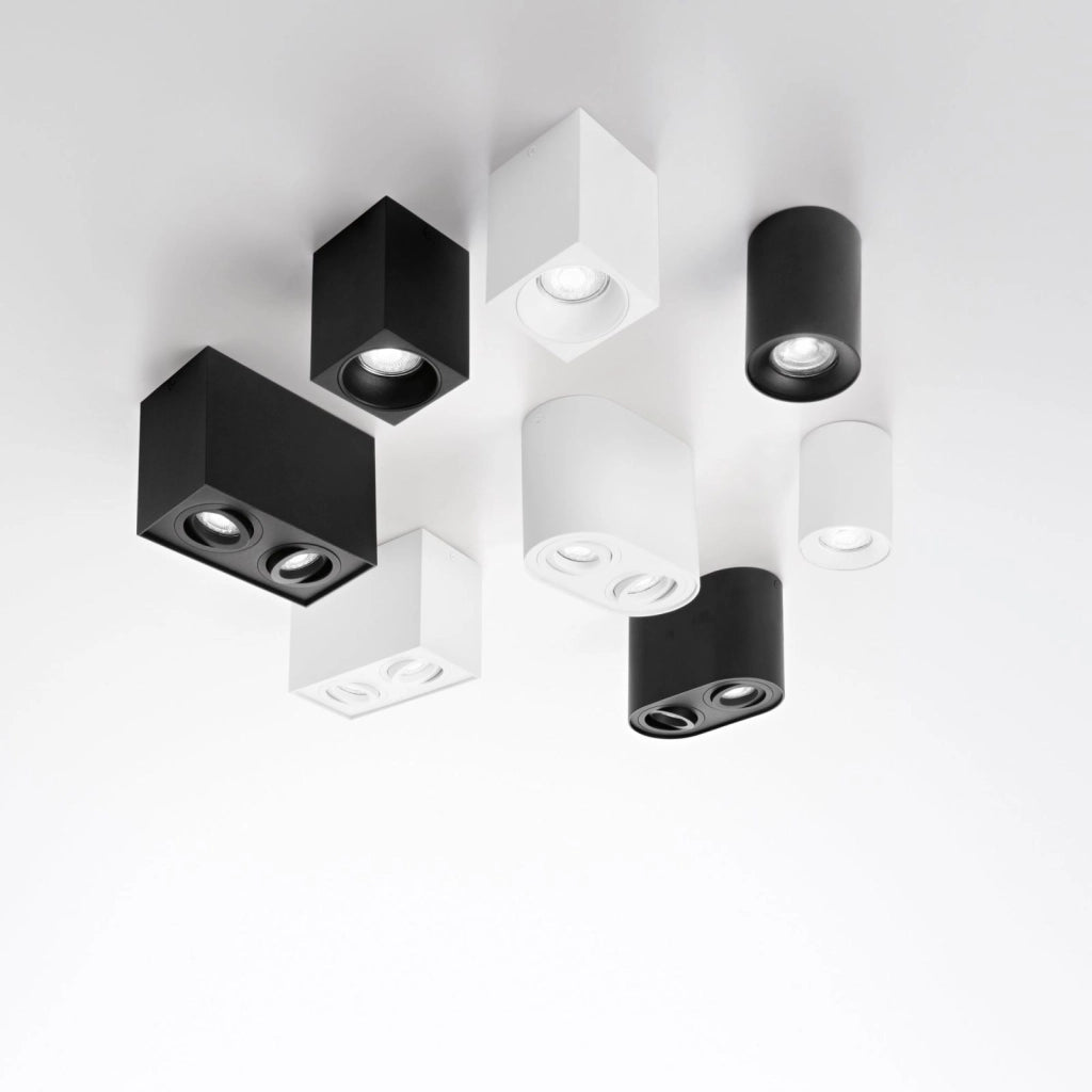 PLAFONIERA TOWN NERA QUADRATA 1 LUCE ATTACCO GU10 8X8X10CM
