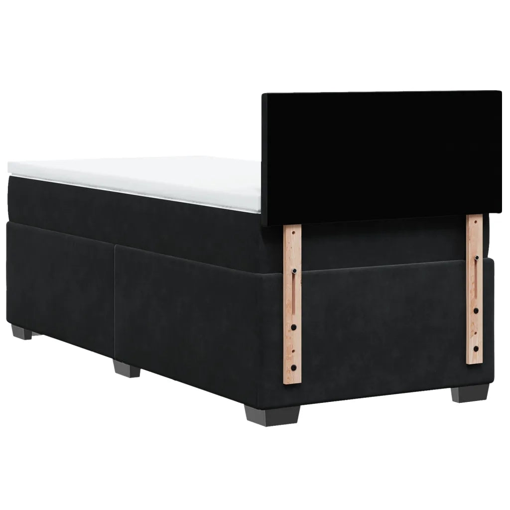 Giroletto a Molle con Materasso-Struttura Letto Nero 90x200 cm in Velluto 371638