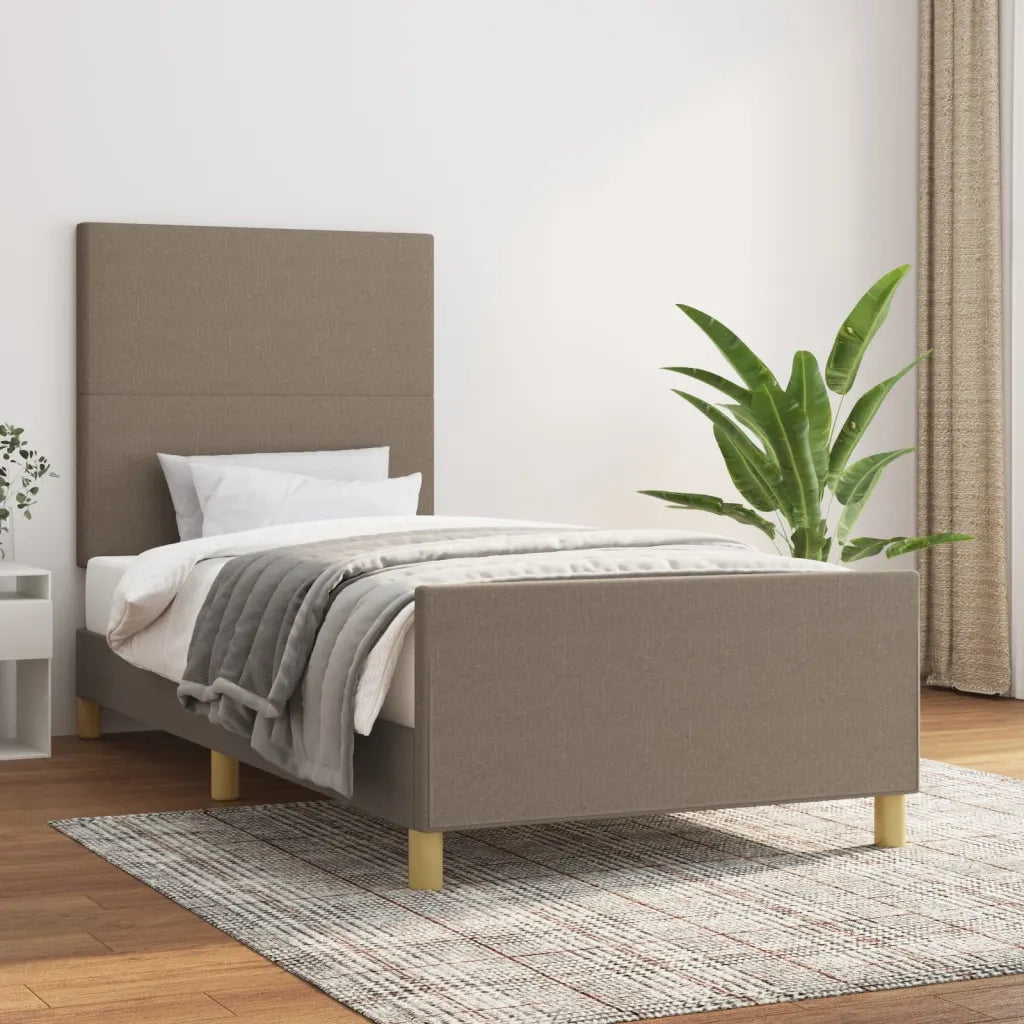 Letto singolo | Letto per adulti | Giroletto senza Materasso Tortora 90x190 cm Tessuto