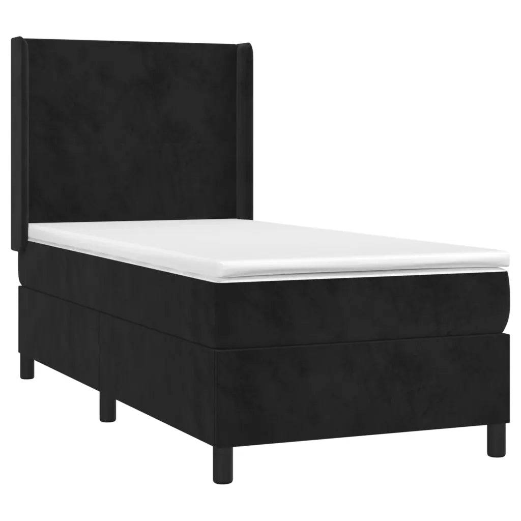 Giroletto a Molle con Materasso-Struttura Letto Nero 80x200 cm in Velluto 995177