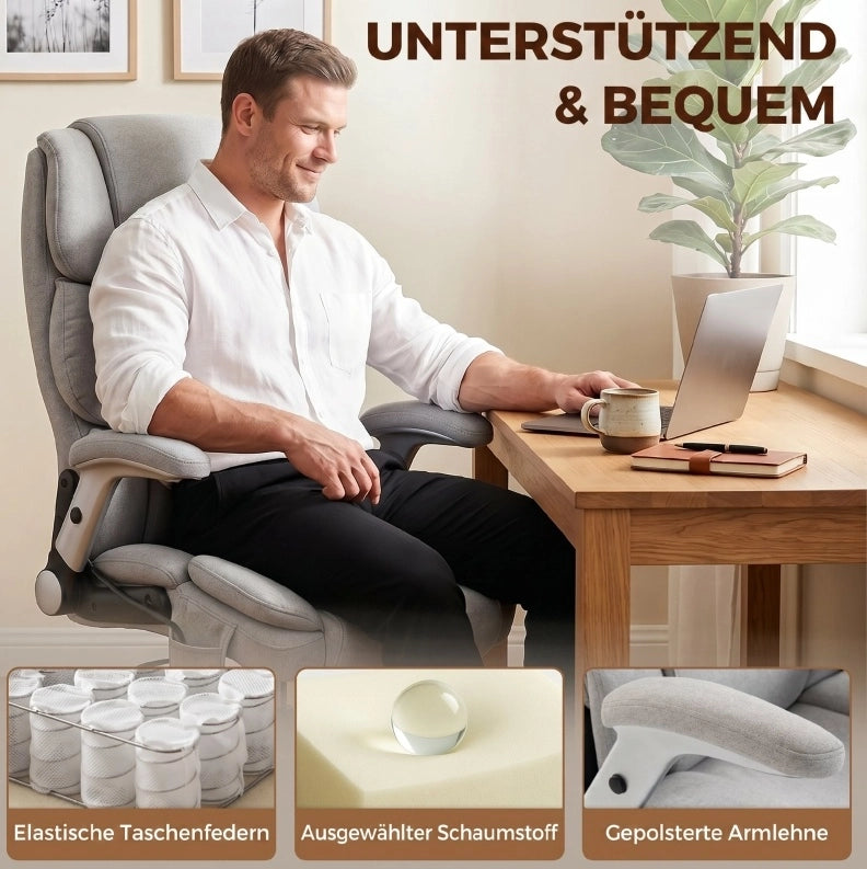 Sedia da ufficio grigio chiaro con supporto lombare ad aria