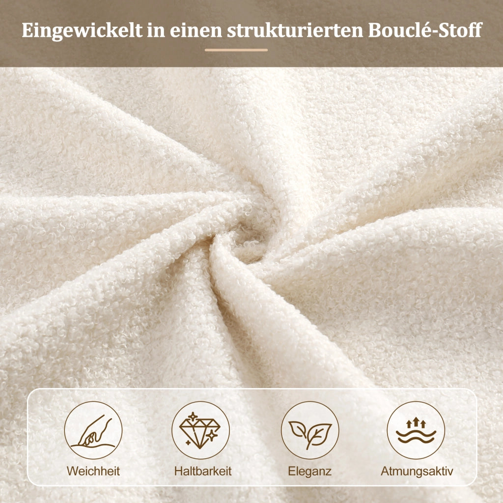 Letto singolo con contenitore 90 × 200 cm idraulico con rete a doghe testiera imbottita in bouclé beige