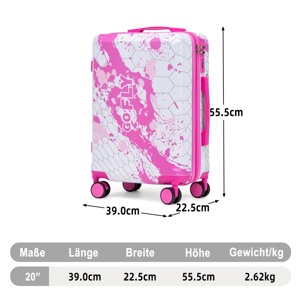 Trolley da cabina rosa in PC con ruote doppie girevoli e lucchetto