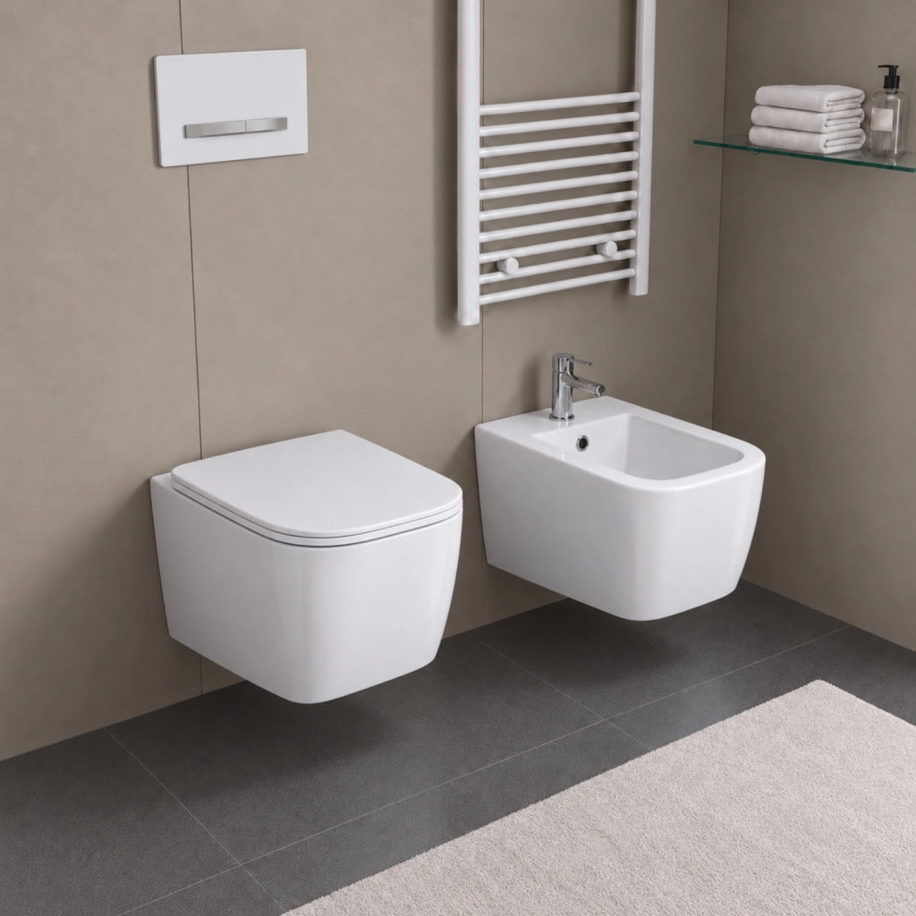 Vaso wc sospeso serie diana ceramica bianca lucida *** accessori con brida, confezione 1