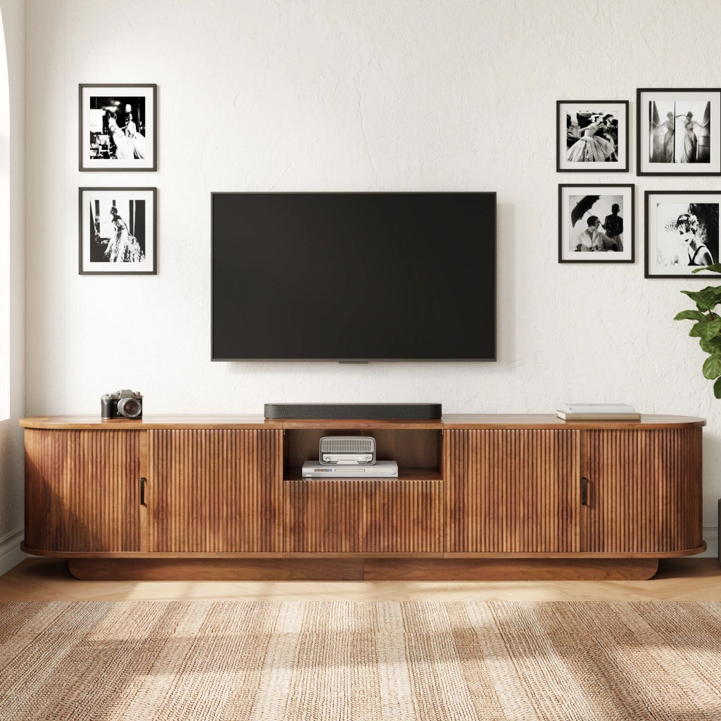 Mobile TV- onde 3D- ante scorrevoli- cassetto- vano aperto- 200x40x50 cm