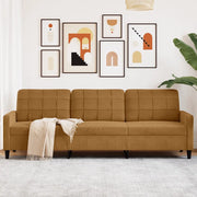 Divano a 3 Posti-Sofa 3 Posti Marrone 210 cm in Velluto