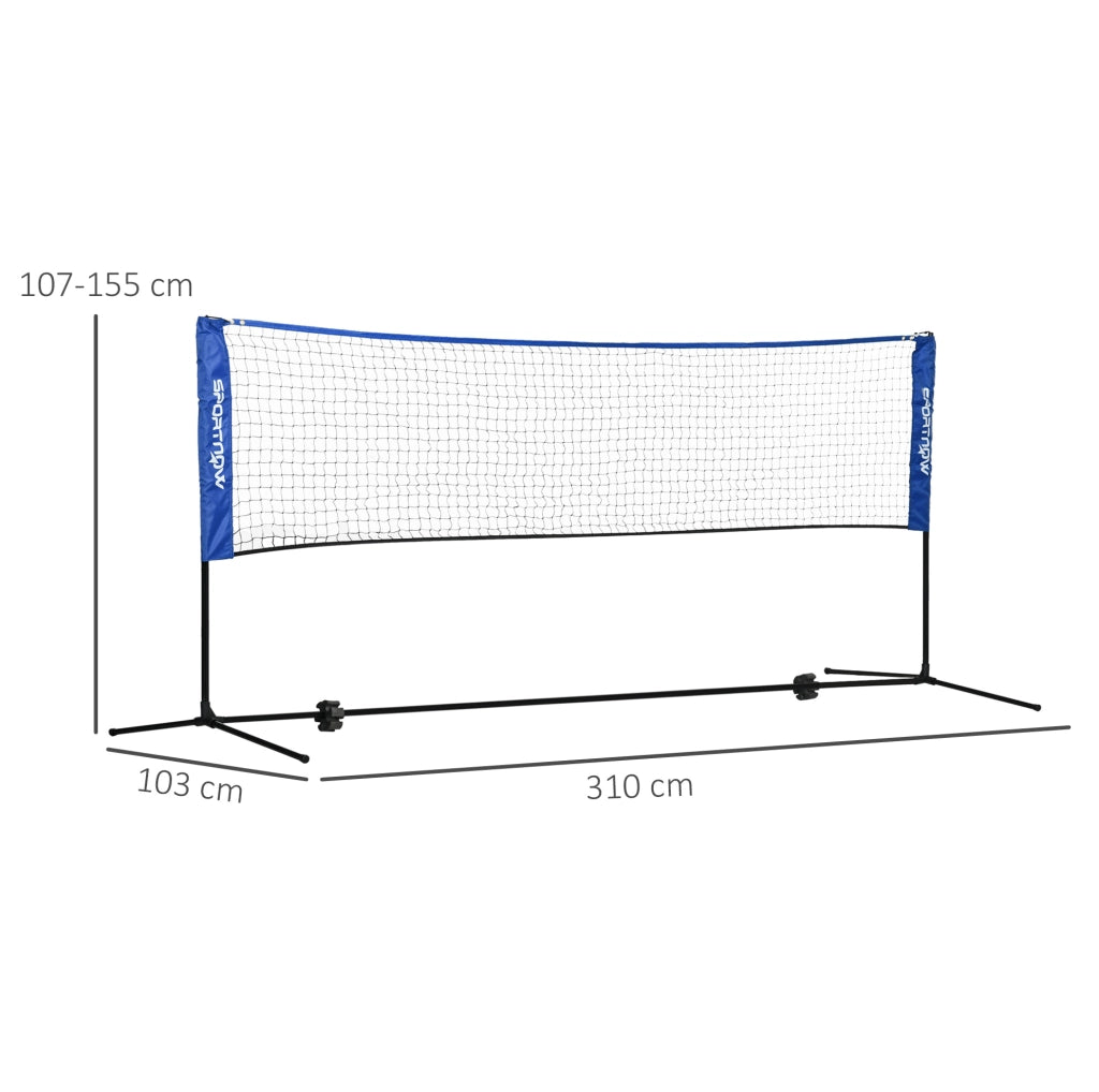 Rete badminton 310 cm blu in metallo, altezza regolabile con borsa