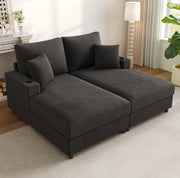 Divano letto grigio 163 x 140 x 82 cm, tessuto a coste, struttura in legno