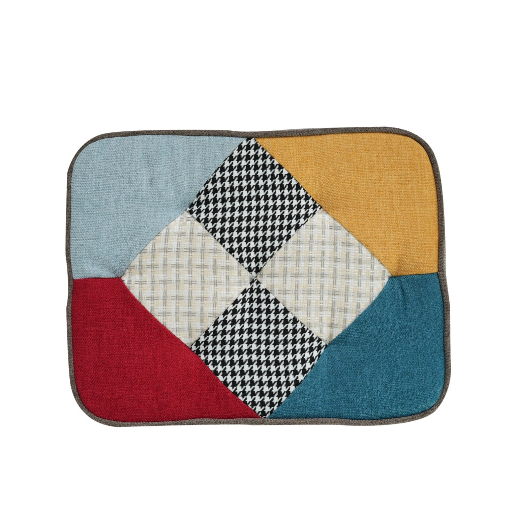 Sedia a dondolo con pouf patchwork, 69,5x50x88,5 cm, multicolore