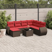 Set Divani da Giardino 8 pz con Cuscini Marrone in Polyrattan 3221713