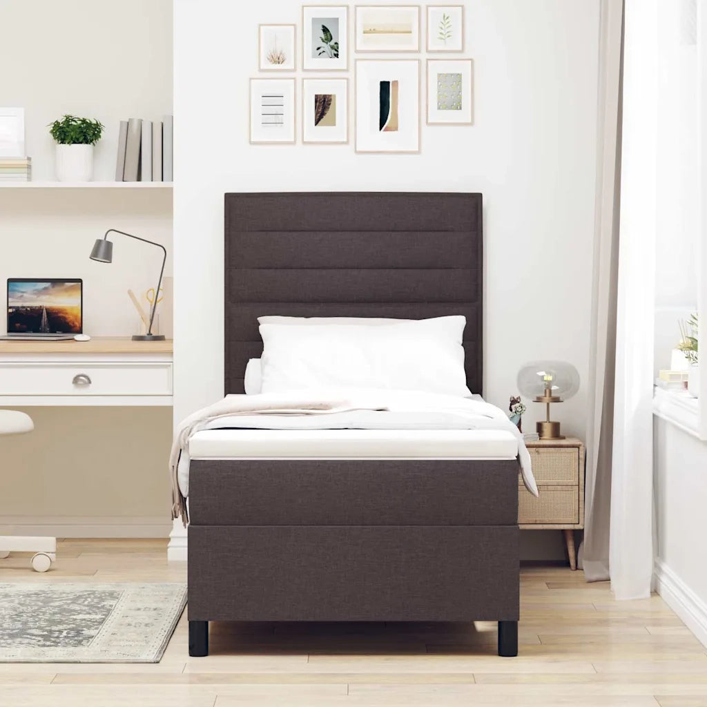 Letto a molle con materasso Marrone Scuro 100 x 200 cm Tessuto 3339290