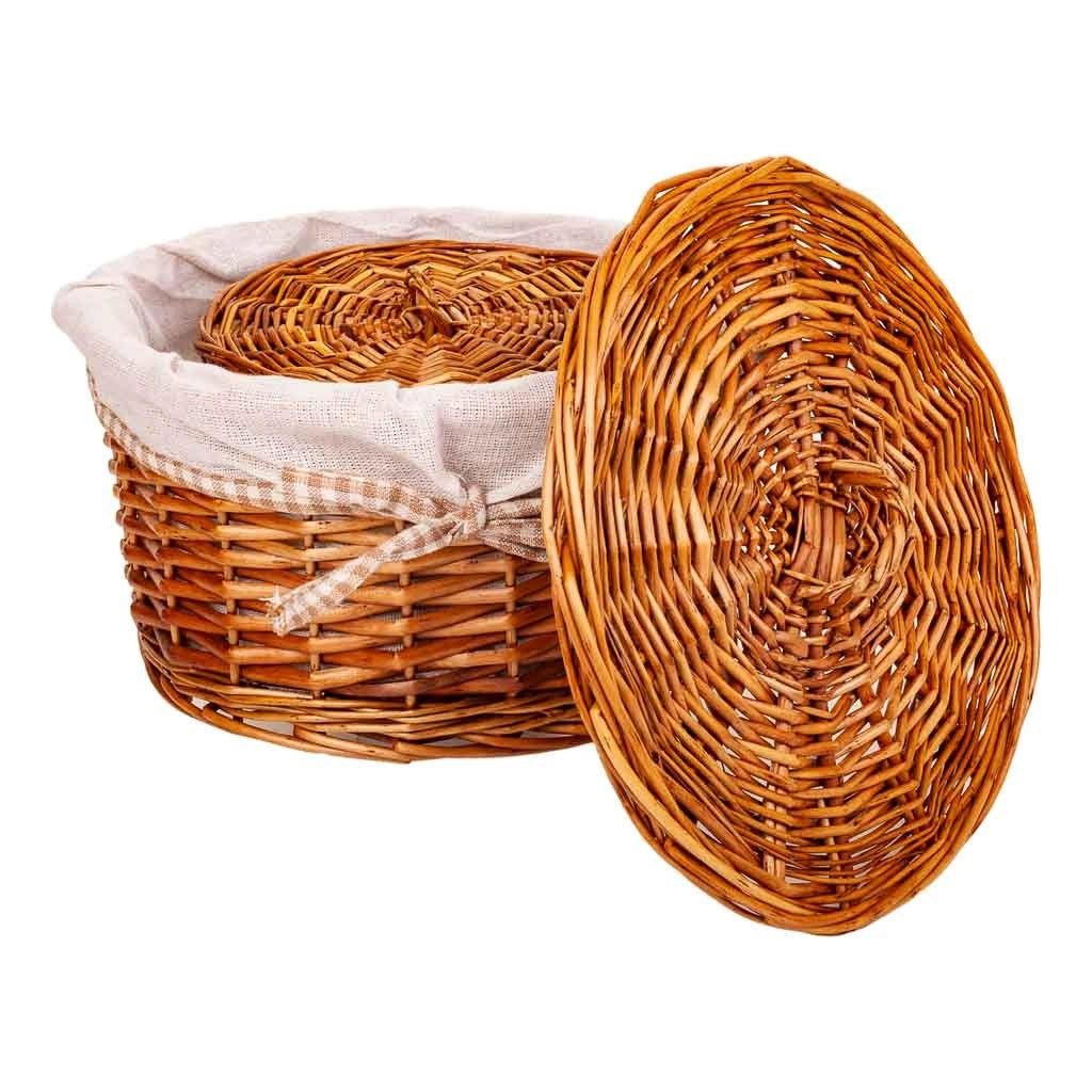 Set di 2 scatole in vimini marrone
