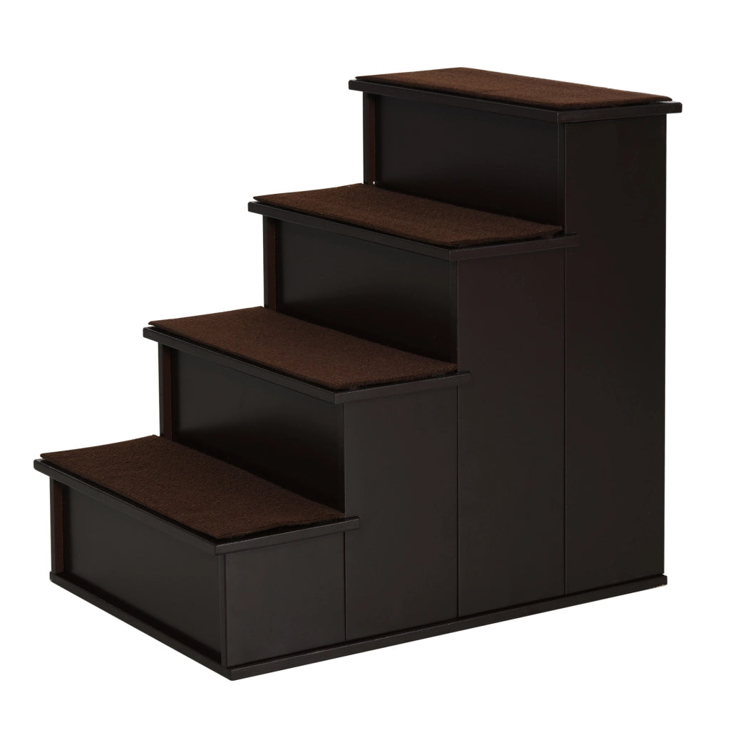 Scaletta per animali domestici in MDF marrone scuro con 4 tappeti rimovibili antiscivolo 40 × 59 × 54.2 cm