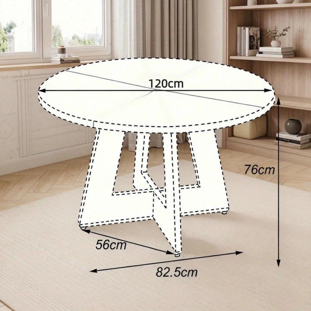 Tavolo da pranzo rotondo in legno massello Ø 120 cm, stile industriale, per 4-6 persone