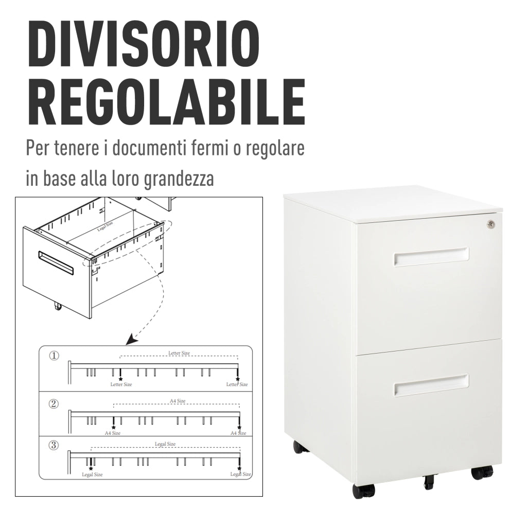 Scrivania con cassettiera a rotelle ¨C Minimal ¨C Bianco 39x48x67cm