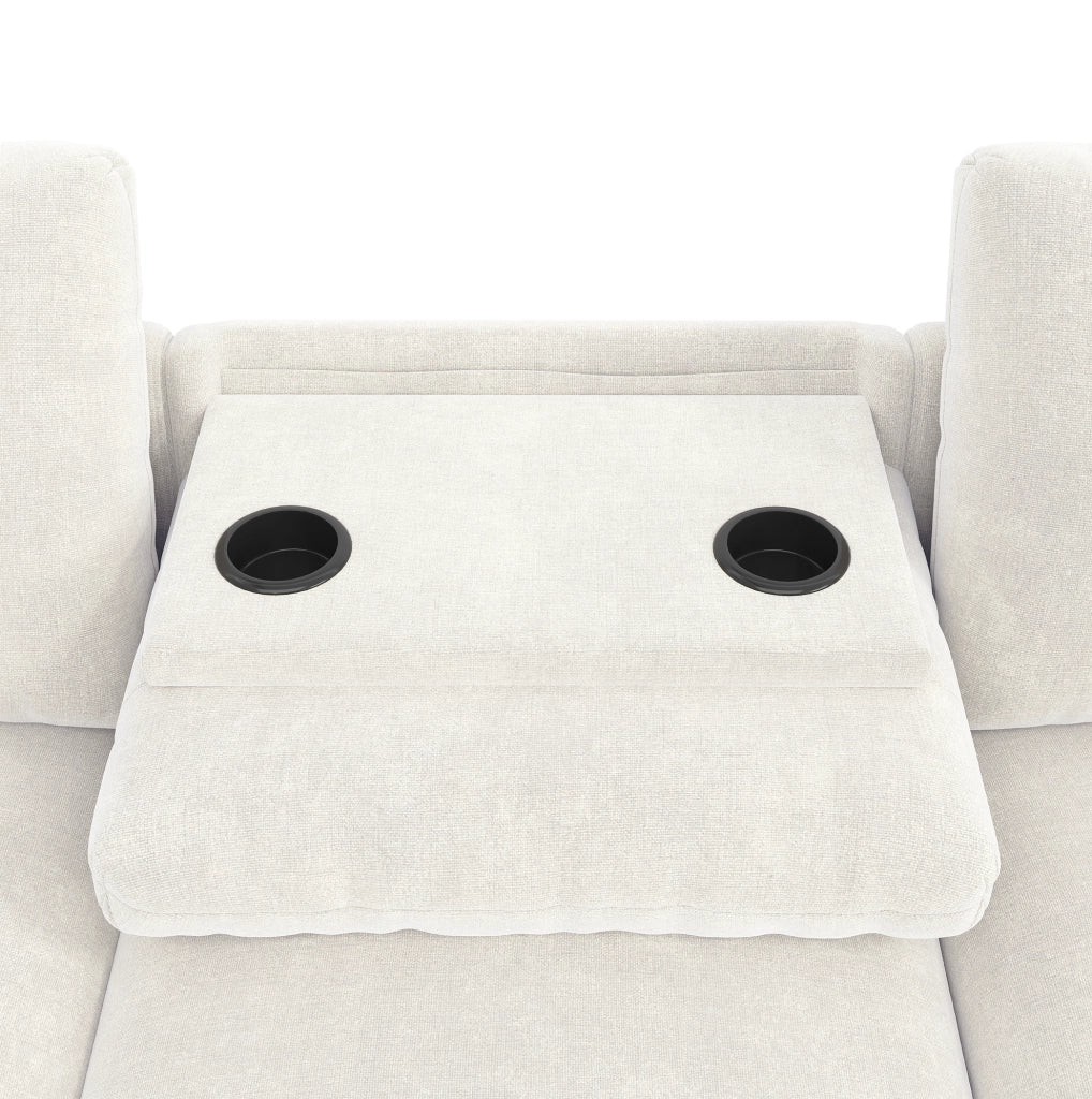 Divano letto angolare reversibile in ciniglia beige con tavolino; USB e Type-C