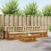Set di divani da esterno con cuscino 5 pcs Naturale e Beige 3372983