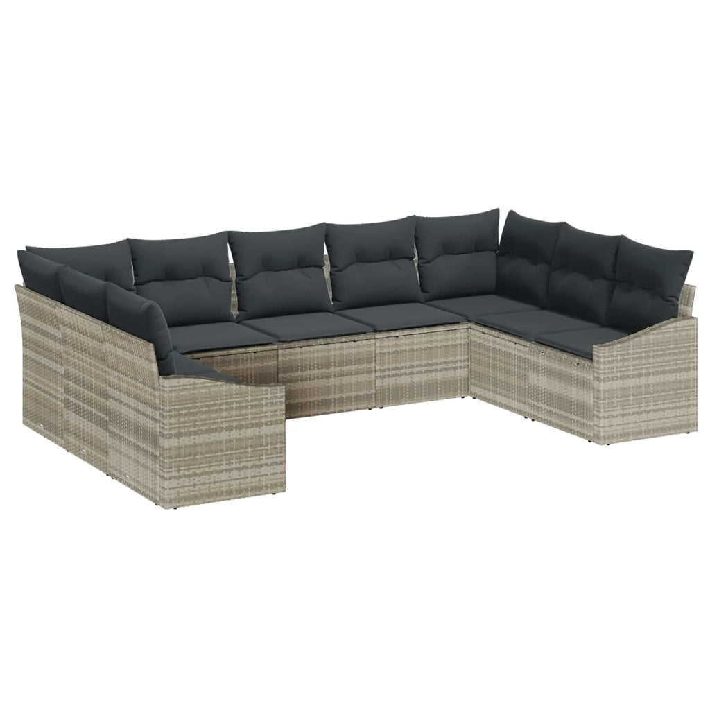 Set Divano da Giardino 9 pcs Grigio chiaro polyrattan 3355551