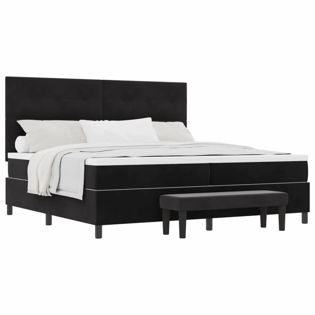 Letto a molle con materasso Nero 200 x 200 cm Velluto
