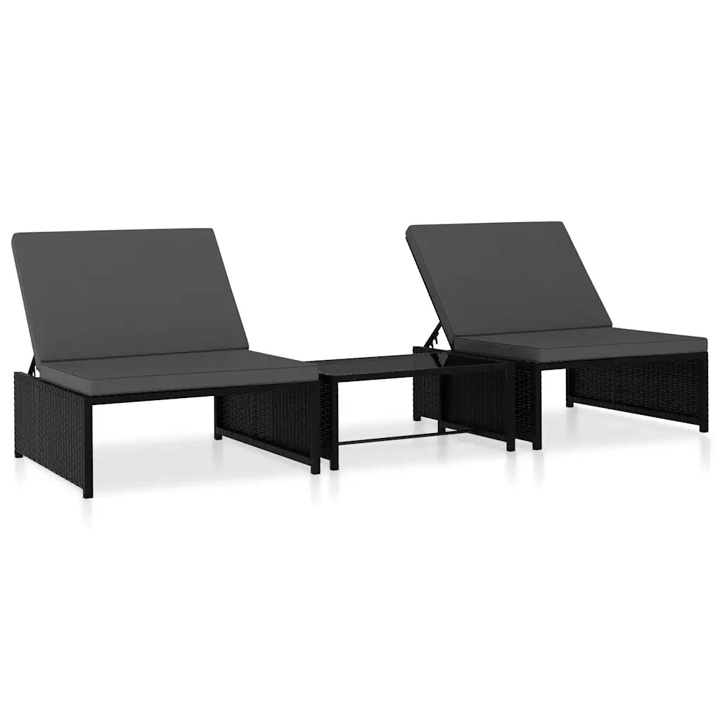 Sedie da Giardino Reclinabili 2 pz con Tavolo in Polyrattan 47402