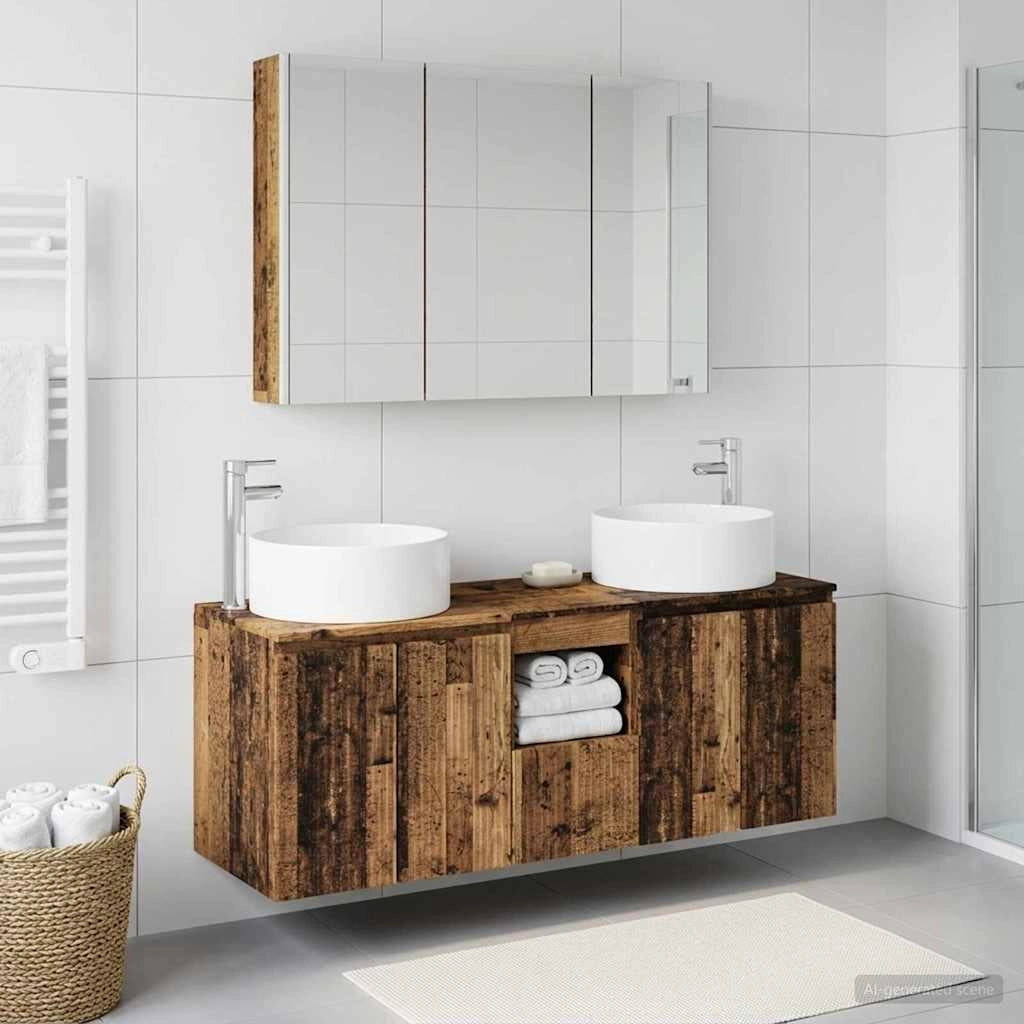 Set di Armadi da Bagno 4 pz Legno antico Legno ingegnerizzato 3406589