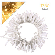 CATENA DI LUCI DI NATALE DA 1360 LED GIALLI CON CAVO TRASPARENTE DA 41 METRI E TRASFORMATORE 36V - PERFETTA PER EVENTI E FESTE