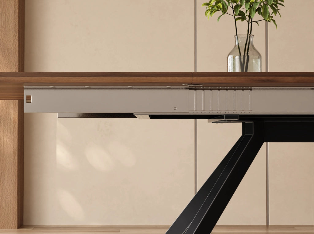 Tavolo da pranzo allungabile in MDF, 160/200/240×90 cm, struttura metallica, colore noce, per 6-10 persone