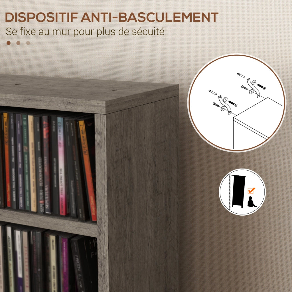 Libreria a colonne 2 pezzi ¨C Xylo ¨C 12 scomparti per CD DVD grigio scuro 21x22,5x88,5 cm