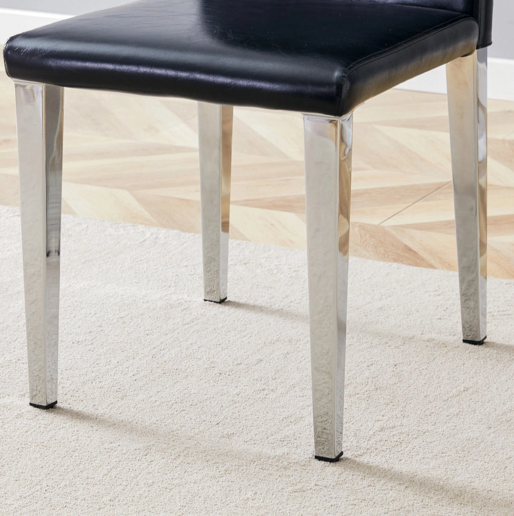 SEDIA Moderna 41x47x90 cm in Pelle PU Nera e Metallo Argento