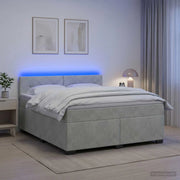 Letto con Box Spring, Materasso e LED Grigio Chiaro Velluto 3452174