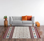 Tappeto Arredo Moderno Morbido in Ciniglia Ingresso Antiscivolo Prodotto Italiano  Soggiorno Camera Salotto Disegni Piazzati Cotone Varie Misure Grande Loom/Rosso - 140x200 cm
