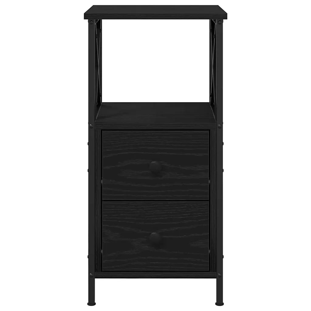Comodino | Armadio da Notte | Mobiletto da notte con cassetto Rovere Nero 34 x 35,5 x 70 cm