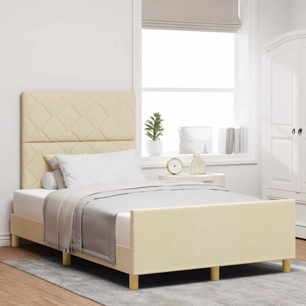 Struttura del letto con testiera Crema 120 x 200 cm Tessuto 3344800