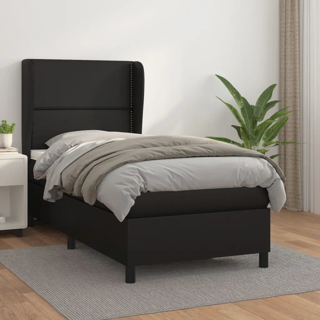 Giroletto a Molle con Materasso-Struttura Letto Nero 90x200 cm in Similpelle 558495