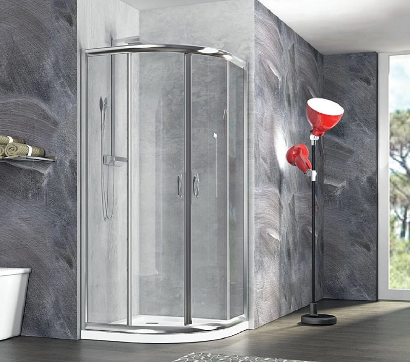 Box Doccia Tondo Semicircolare Scorrevole in Cristallo 6mm H190 Ponza Trasparente 6mm,90x90 cm