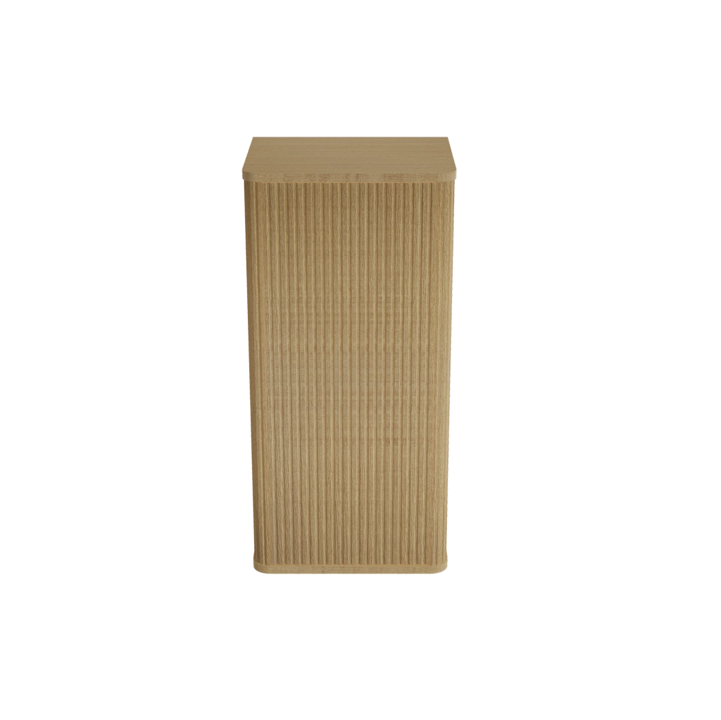 Mobile bagno da parete in rovere con design scanalato e apertura push-to-open