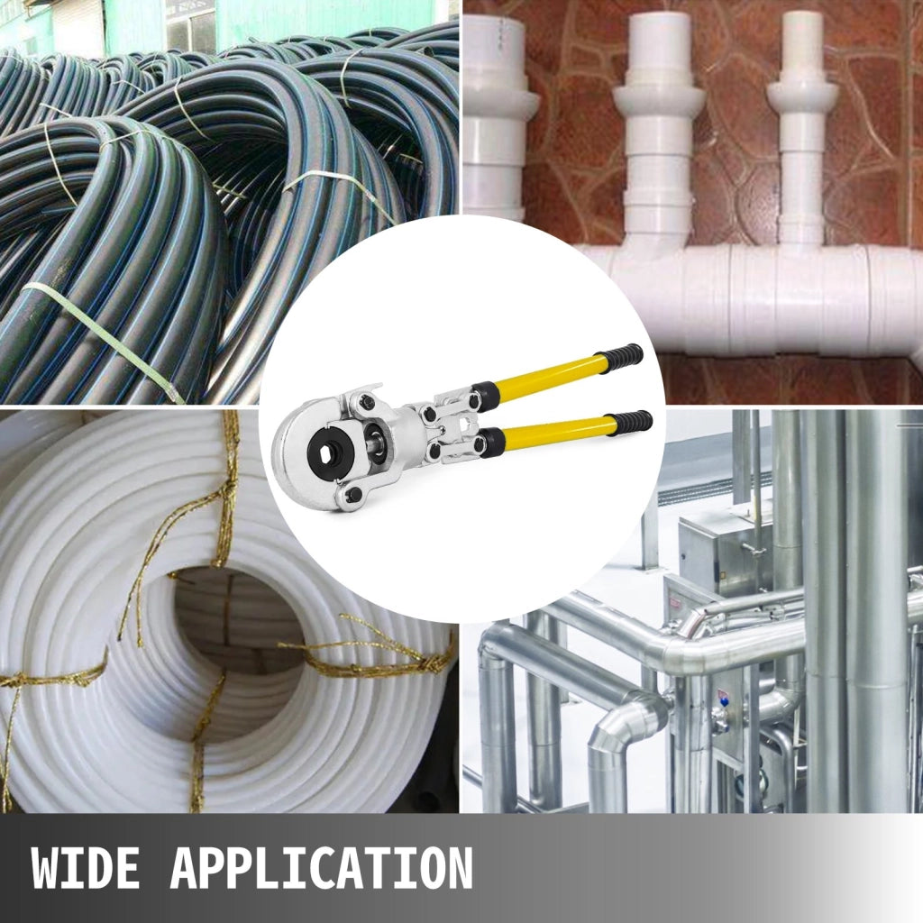 Pinza Crimpatrice per Tubi TH 16-32 mm e V 12-28 mm con Testa Girevole a 360 Gradi e Manico Allungabile per Idraulica