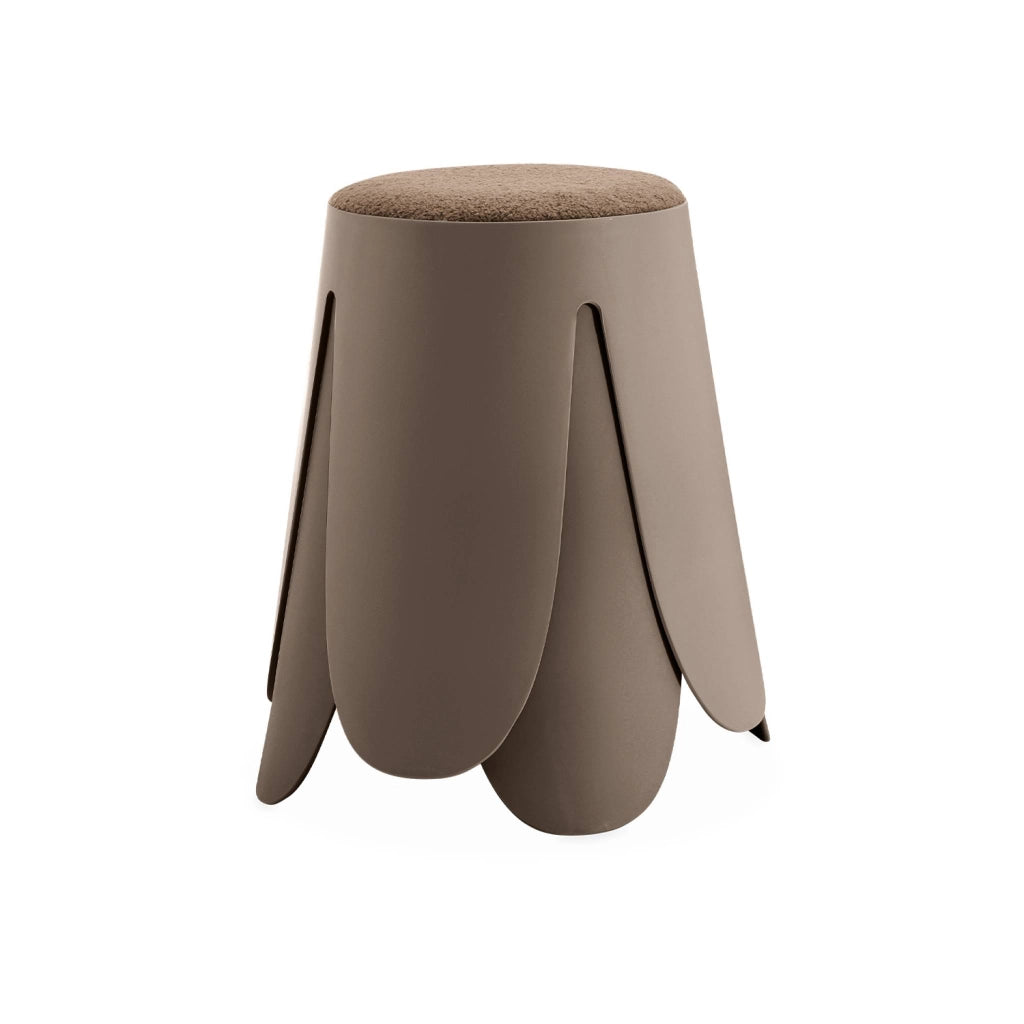 Set 2 sgabelli impilabili in bouclé, marrone