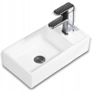 Lavabo rettangolare da appoggio in ceramica bianca 40x22 cm