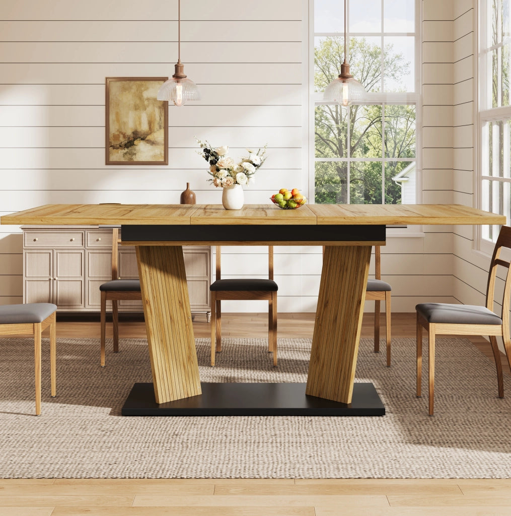 Tavolo da pranzo allungabile 120/160x80 cm in MDF e metallo color rovere