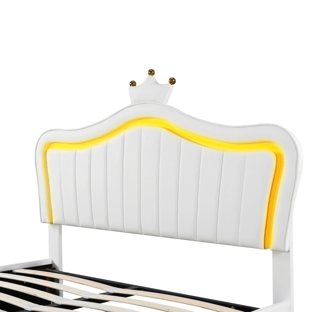 Letto imbottito a forma di conchiglia con LED e 4 cassetti