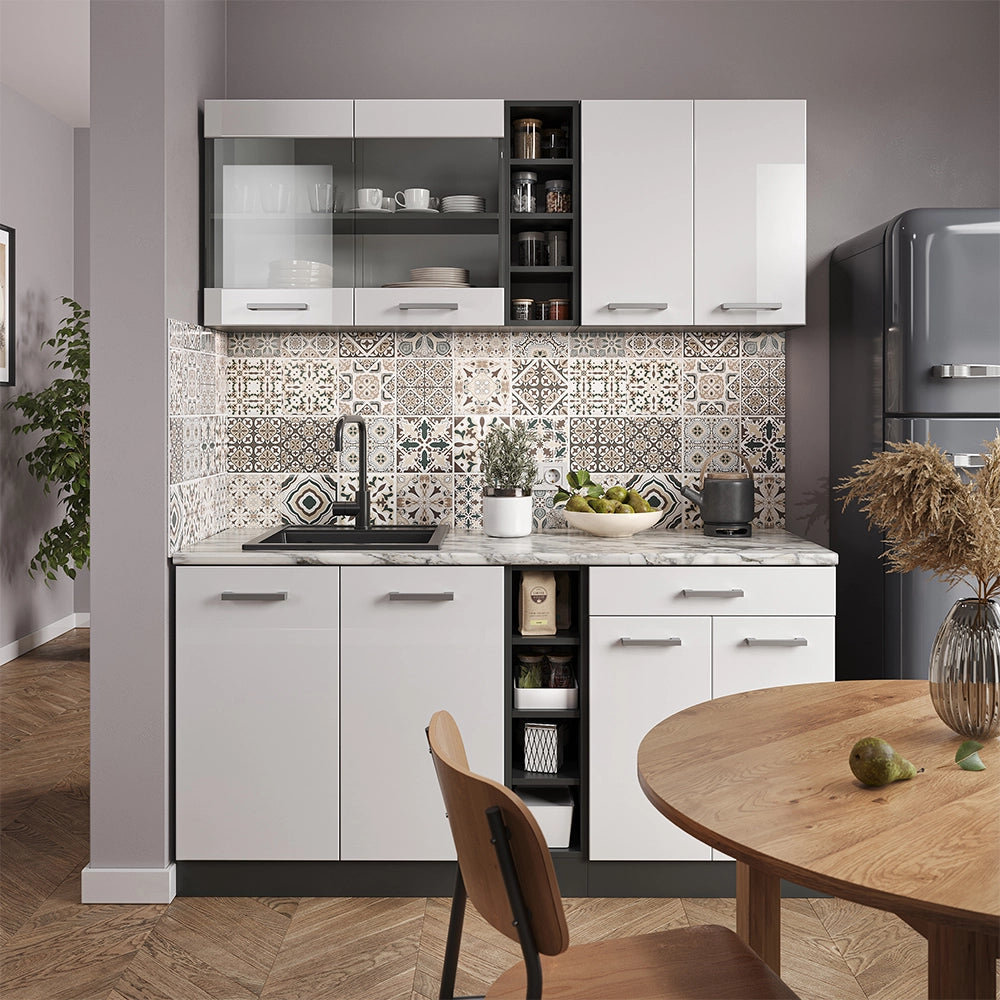 Vicco Scaffale da cucina Antracite 30 cm PL Marmo