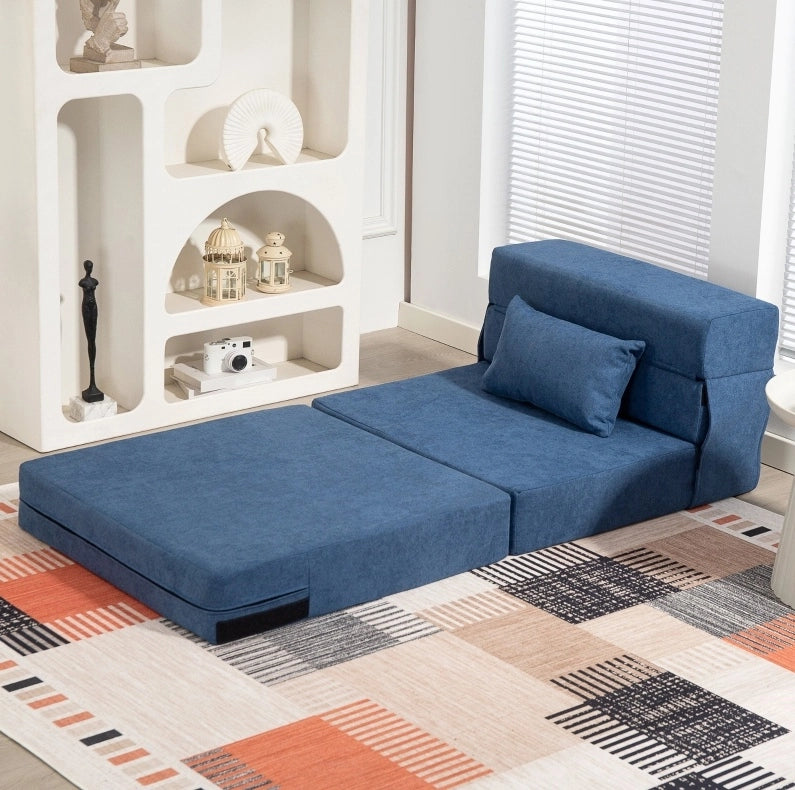 Poltrona letto pieghevole 3 in 1 blu scuro con cuscino